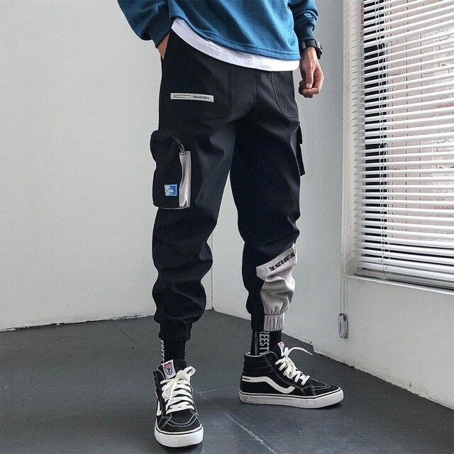 Streetwear Hip Hop Joggers Men Korean Style Harem Pants Men Casual Cargo Pants Fashion Black Men Trousers-5