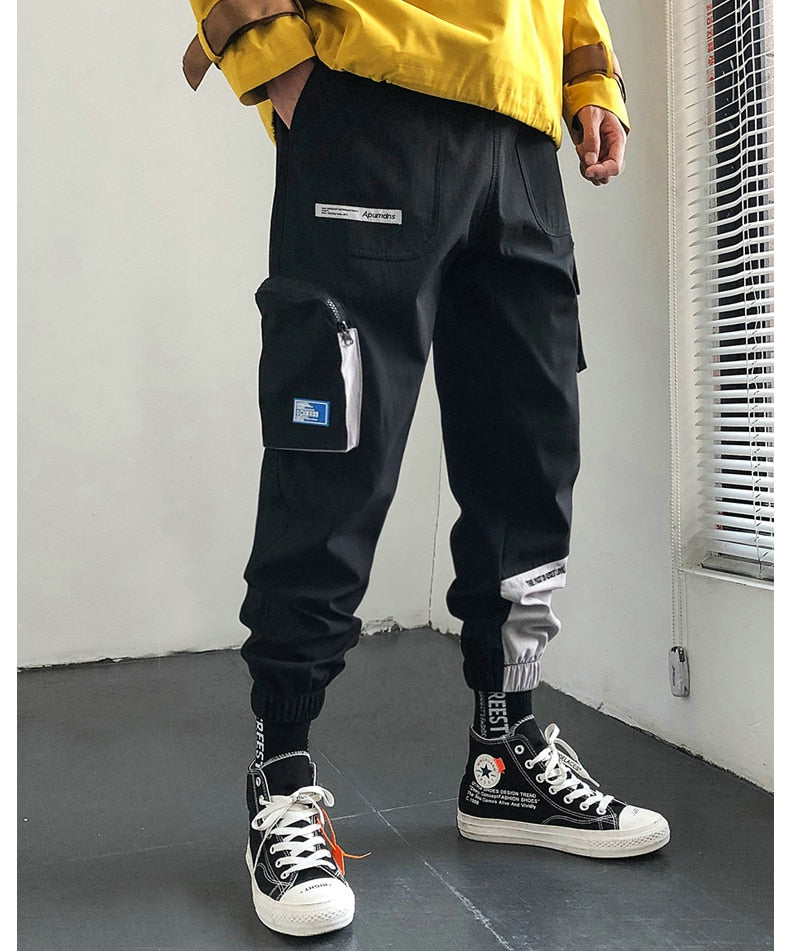Streetwear Hip Hop Joggers Men Korean Style Harem Pants Men Casual Cargo Pants Fashion Black Men Trousers-2