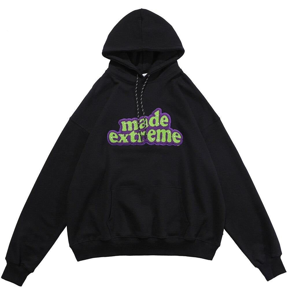 Men Hit Color Letter Patch Diamonds Hoodies Sweatshirt Men Big Pocket Casual Pullover High Street Couple Streetwear Men-0