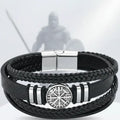 viking leather bracelet for men Nordic Magnetic Clasp Bracelet for Men-0