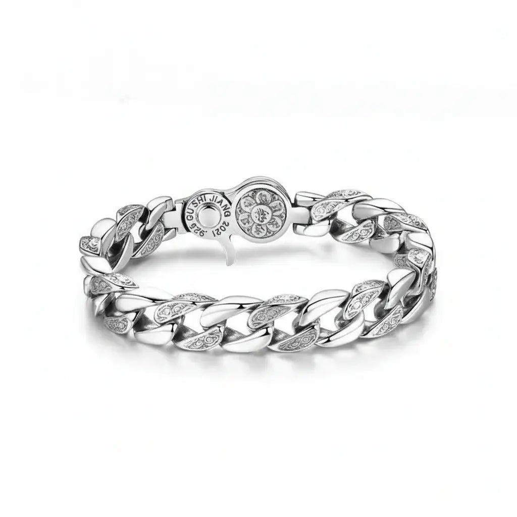 Vintage silver bracelet for men Retro Chain Link Jewelry for Men-0