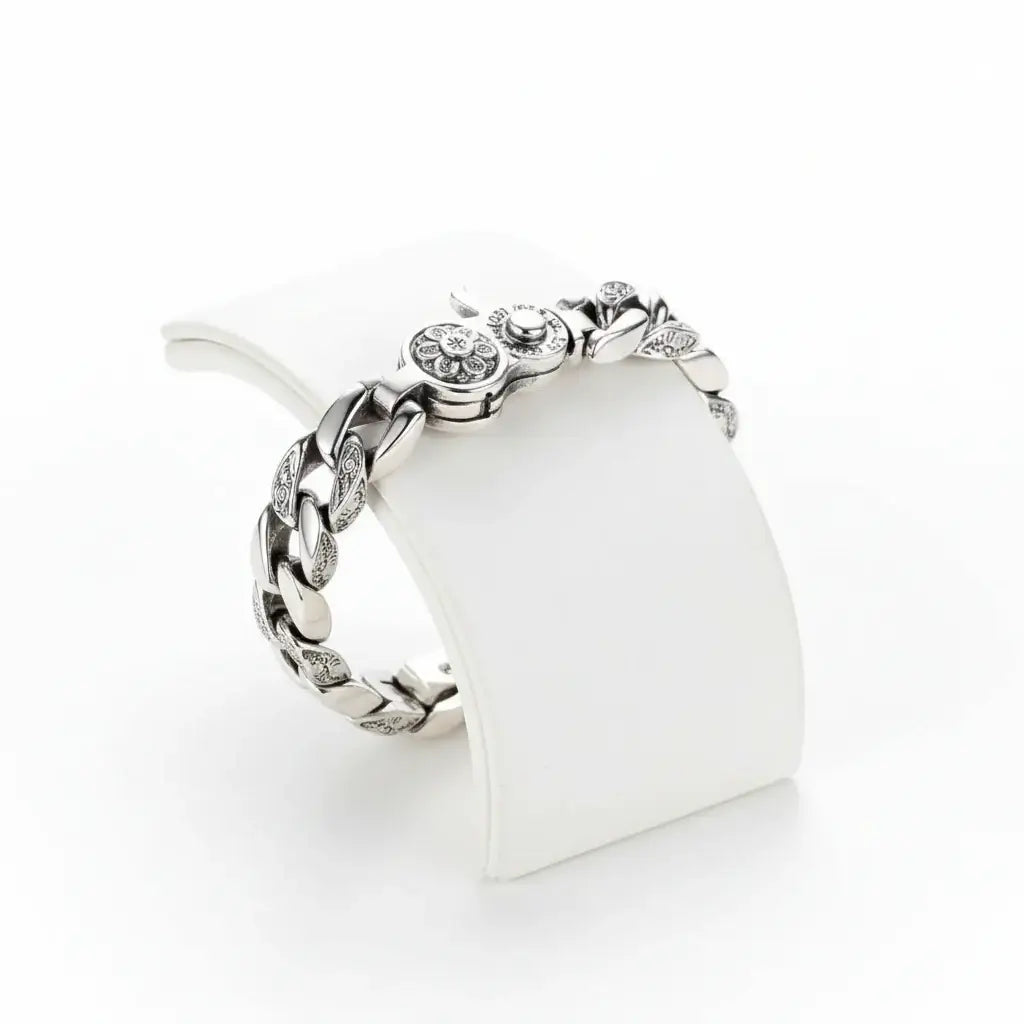 Vintage silver bracelet for men Retro Chain Link Jewelry for Men-2