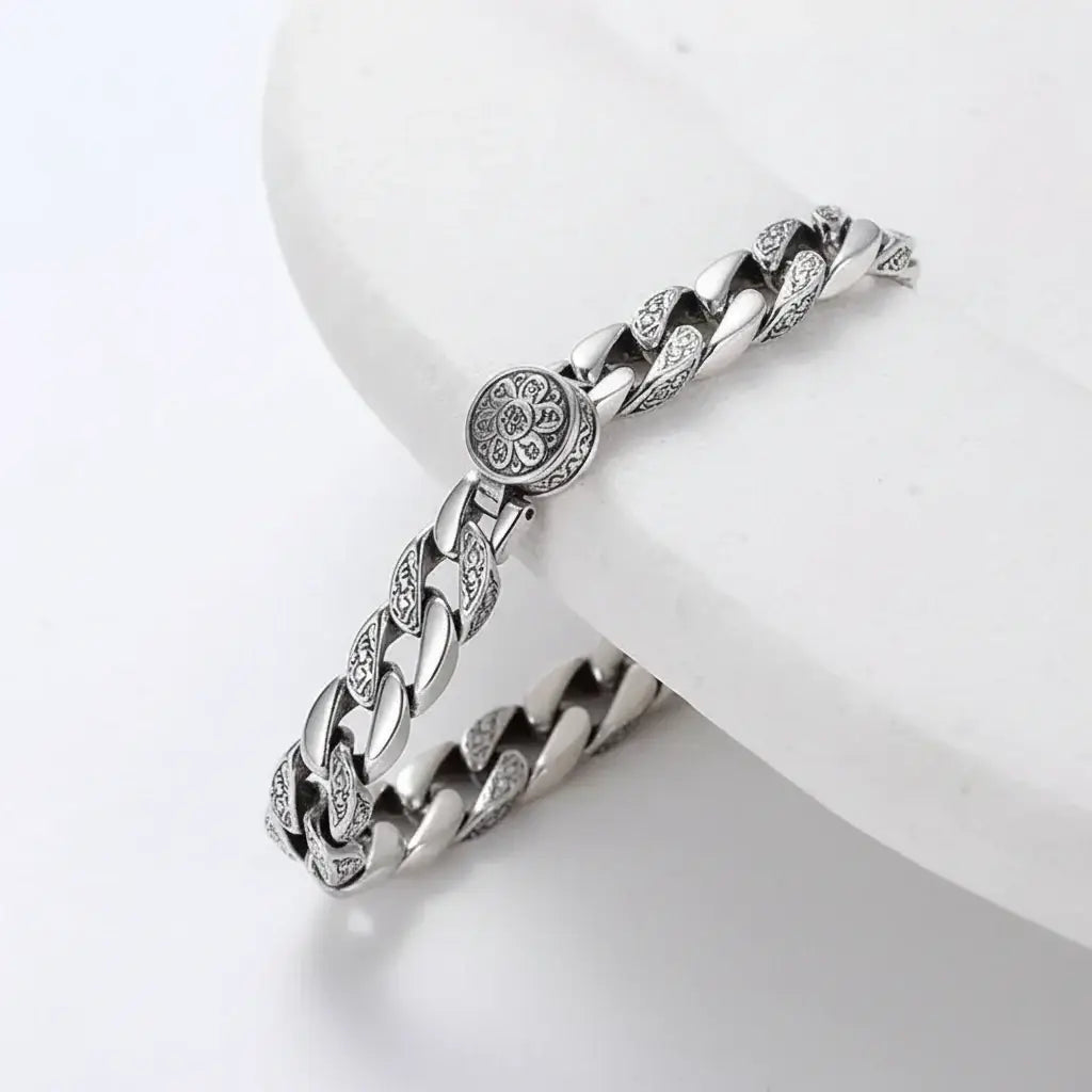 Vintage silver bracelet for men Retro Chain Link Jewelry for Men-3